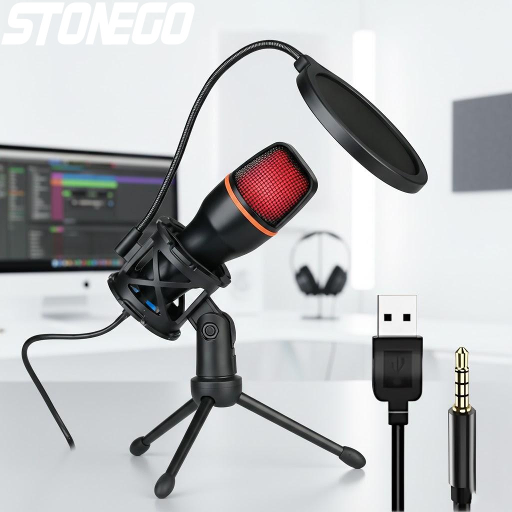 Photography Lighting Uk - Professionele USB-condensatormicrofoonset met RGB-verlichting Statief voor