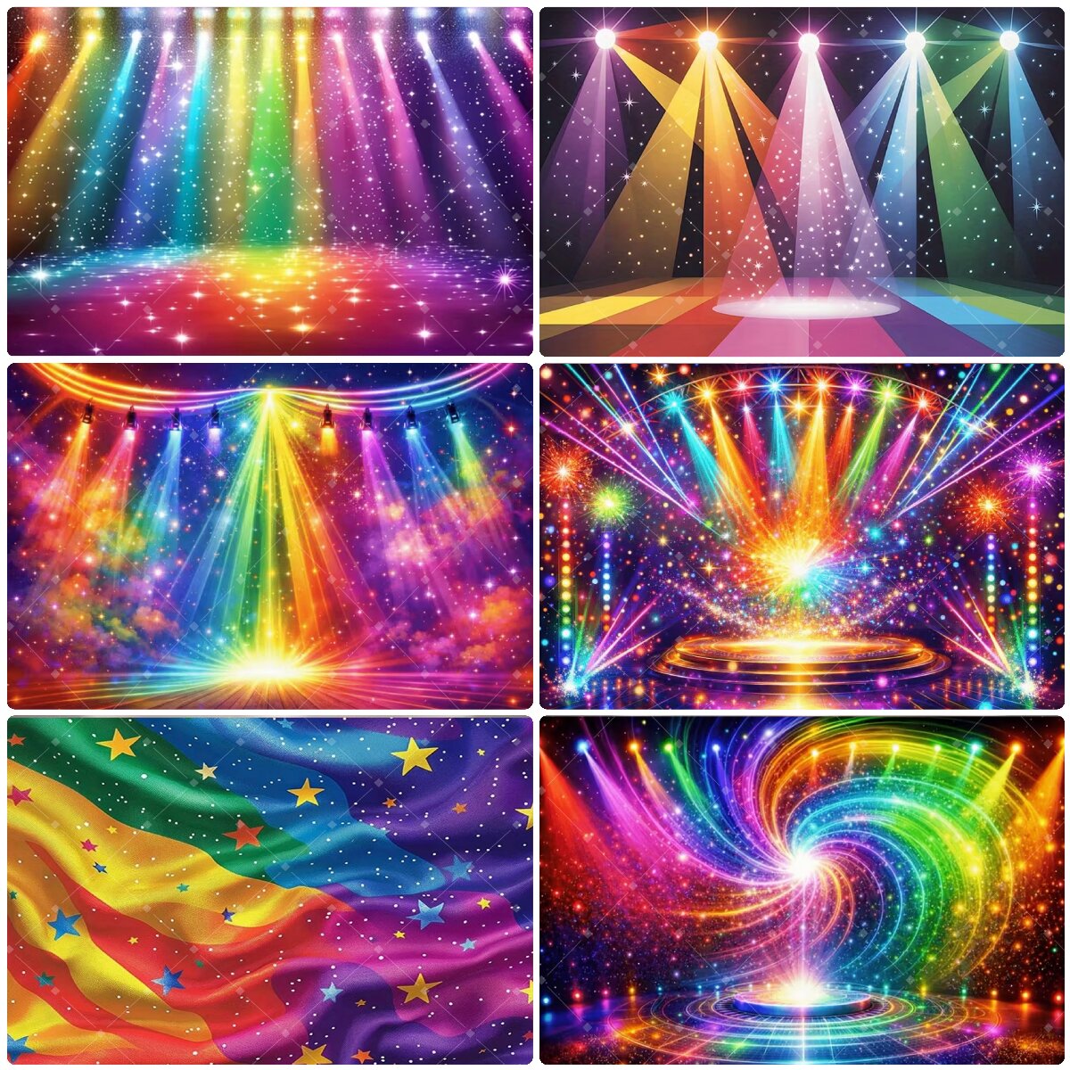 Photography Lighting And Backdrop - Kleurrijke regenboog podiumlicht achtergrond glitter ster