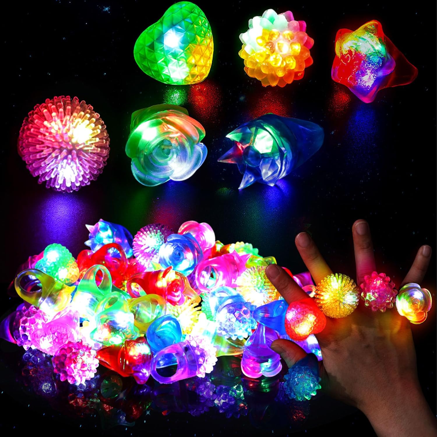 Led Ring Light 18 - 10 stuks LED oplichtende jelly ringen,
