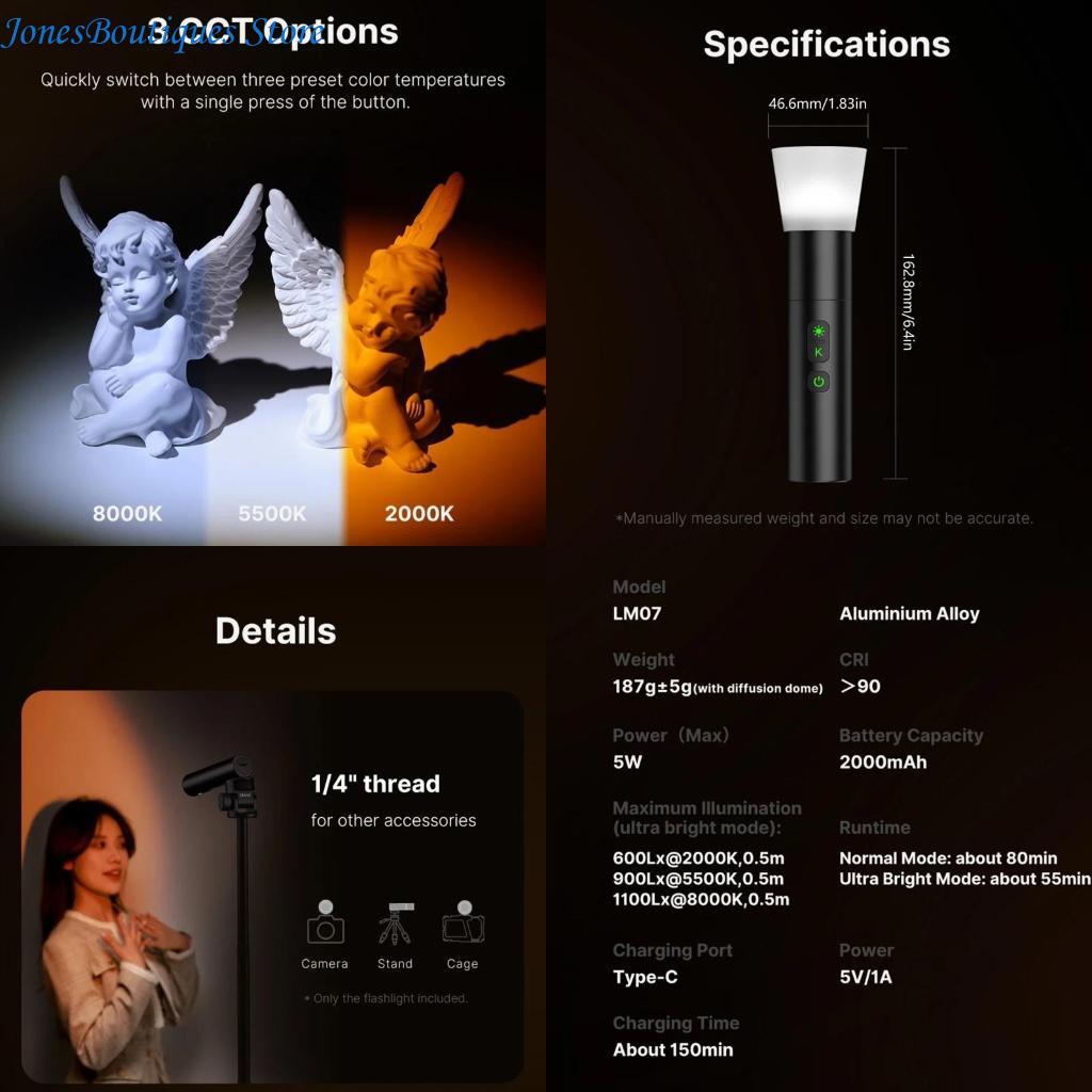 Photography And Videography Lighting - LM07 VIOROGRIJS Zaklamp Verstelbare kleurtemperatuur Fotografie