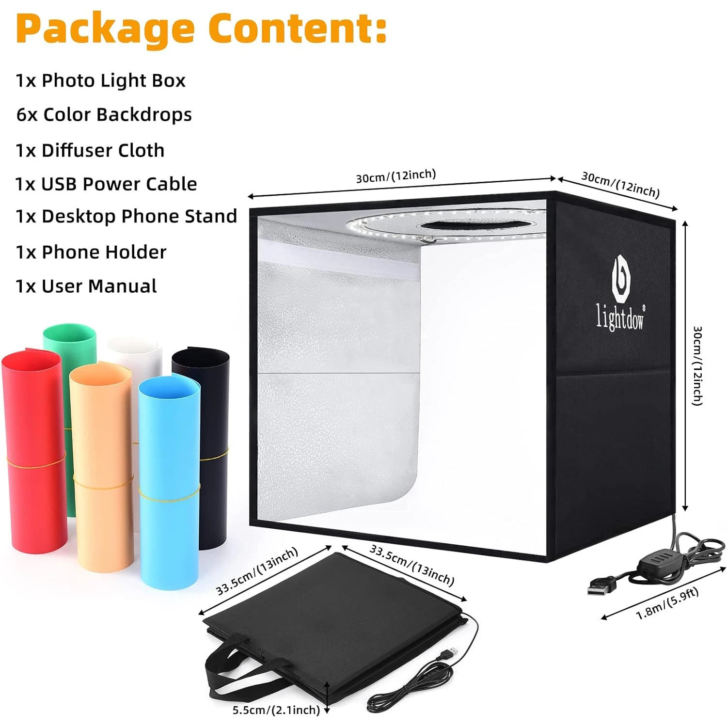 Photography Lighting And Backdrop - Lightdow Fotostudio Light Box Kit 12