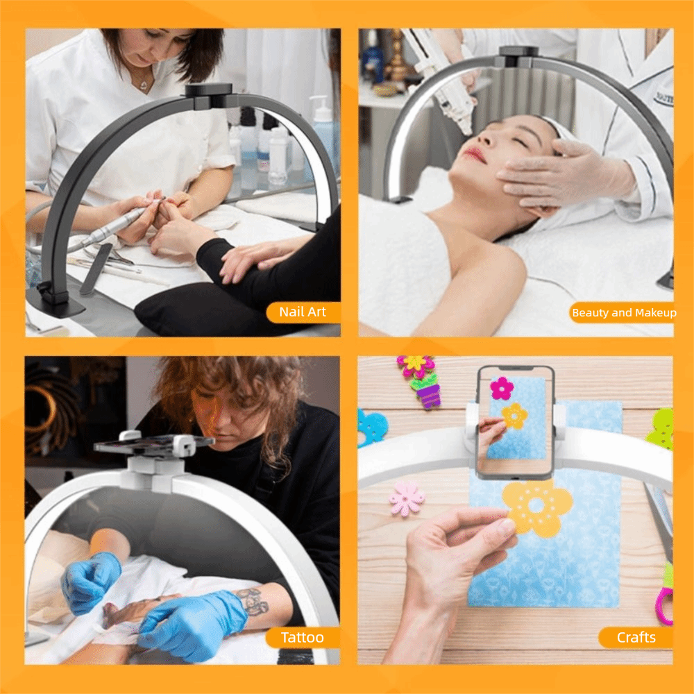 Photography Lighting No Shadows - Dimbare halvemaan nagellamp, 10 helderheidsniveaus, schaduwvrij