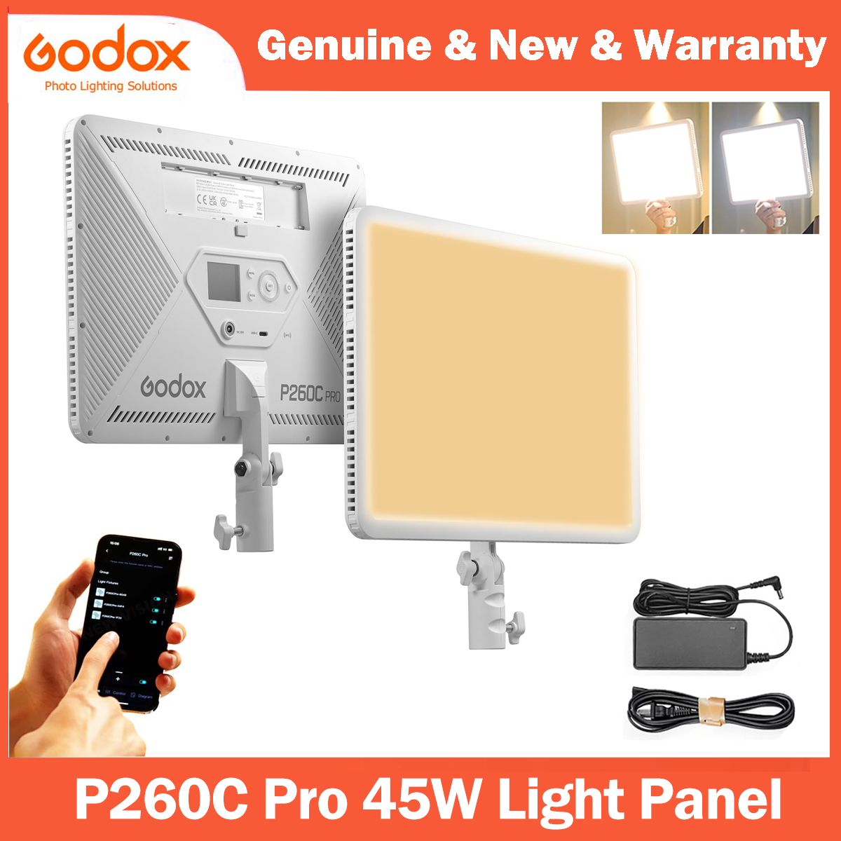 Video Light Panel Led - Godox P260C Pro LED-videolamppaneel Tweekleurig 2800K-6500K