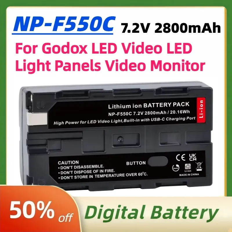 Video Light Panel Led - NP-F550C NP-F550 F570 Batterij 7.2V 2800mAh