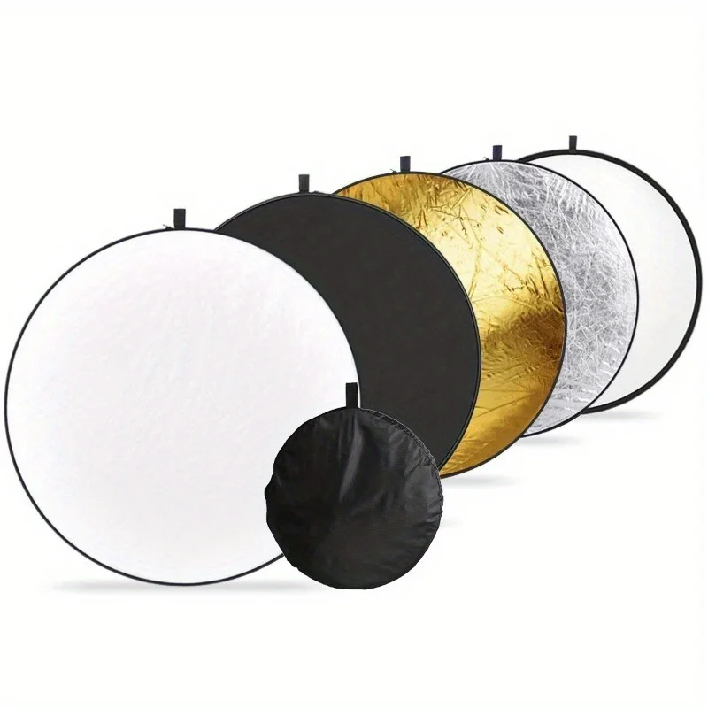 Reflector Disc Silver - 1-delige draagbare vijf-in-één reflectorset, met semi-transparante,