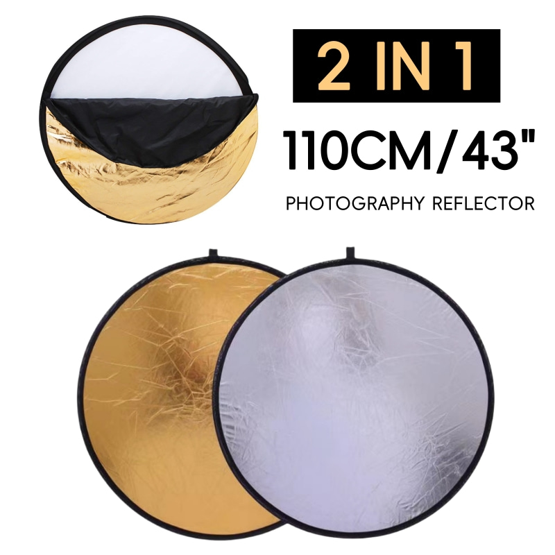 Reflector Disc Silver - 110cm Fotografie Mini Reflector 2-in-1 Inklapbare
