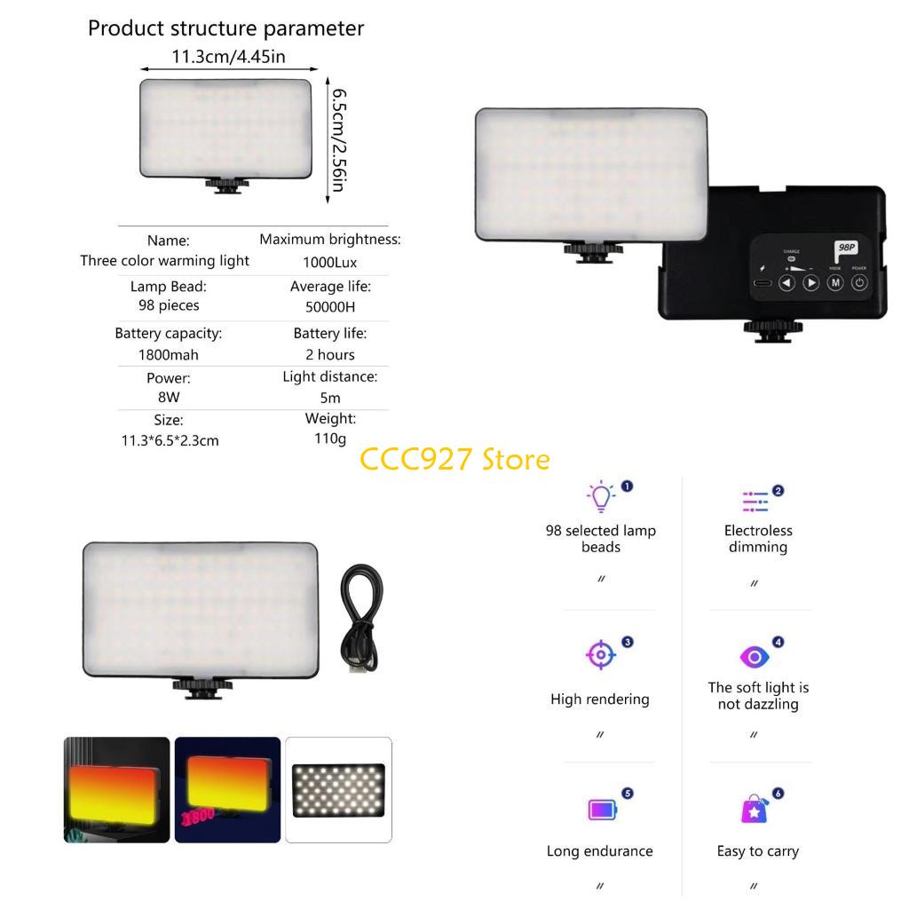 Photography And Videography Lighting - B03F Oplaadbare LED-videolamp 1800 mAh voor