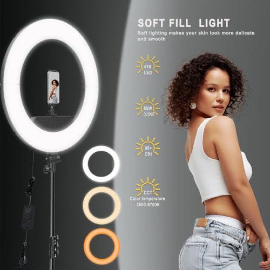 Ringlamp 18 INCH Kit, 55W 6700 - Led Ring Light 18 recensie en prijs