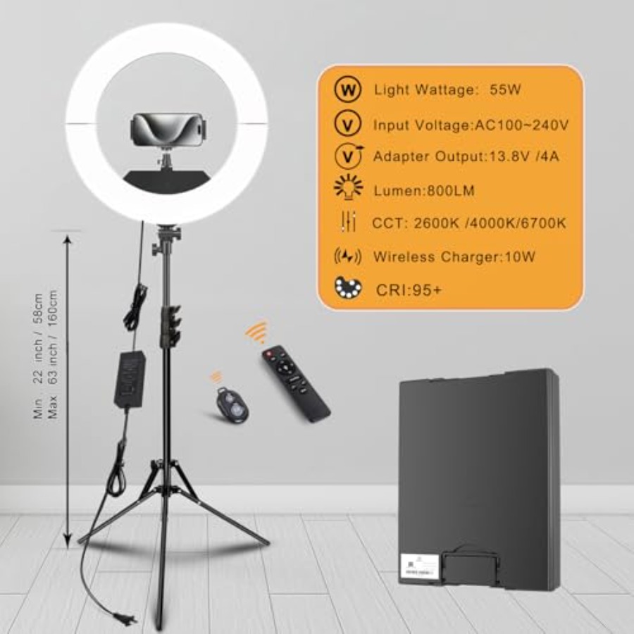 Ringlamp 18 INCH Kit, 55W 6700 - Led Ring Light 18 recensie en prijs