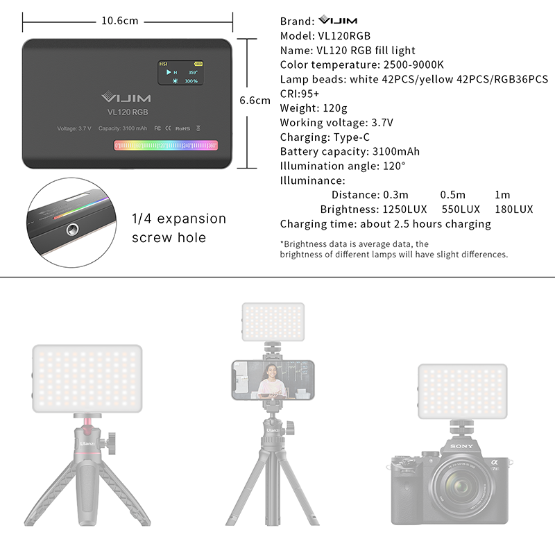 Ulanzi VL120 RGB Camera Video  - Photography Lighting Uk recensie en prijs
